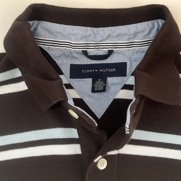 TOMMY HILFIGER Polo Stripe Shirt Short Sleeve 100% cotton - Picture 4 of 6